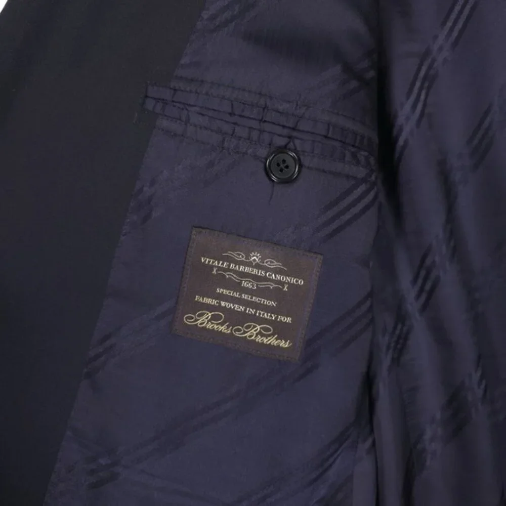 BROOKS‎ BROTHERS Men's Blazer 48L Regent 100% WOOL Black ITALY MADE Gold Button